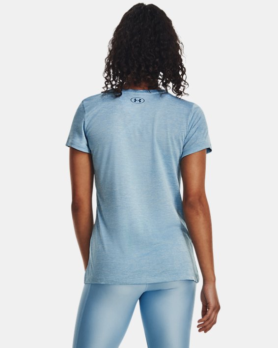 เสื้อแขนสั้น UA Tech™ Twist Graphic สำหรับผู้หญิง in Blue image number 1